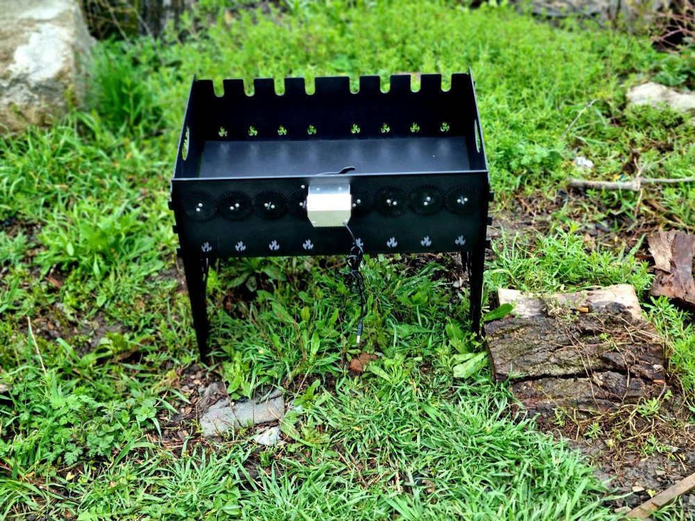 Мангал автоматический низкий разборный на 8 шампуров с автоматической шашлычницей Киев - изображение 3