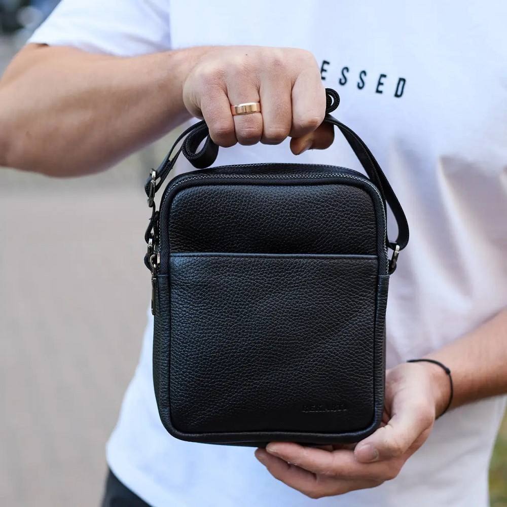 Шкіряний чоловічий месенджер чорний чоловічий Месенджер З Натуральної шкіри Київ - фото 5