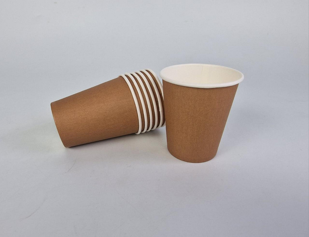 Паперові склянки кольорові 175 мл "КОРИЧЕНОВИЙ БІЛИЙ" Маестро (50 шт.) Харків - фото 1