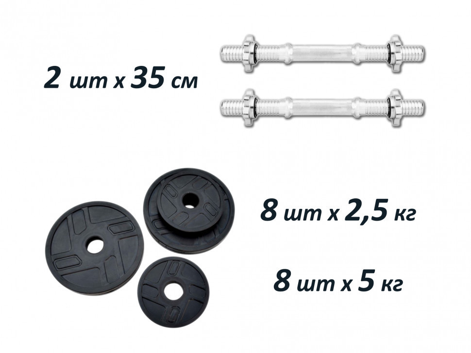 Гантелі обгумовані набірні 2 по 31 кг Гантелі, гирі, штанги та диски металеві Київ - фото 2