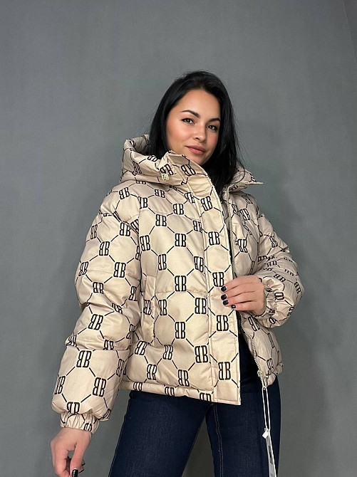 Куртка жіноча оверсайз демісезонна HAIZIYUAN 192 з капюшоном візерунок літери BB капучино, капучино, XL Київ - фото 16