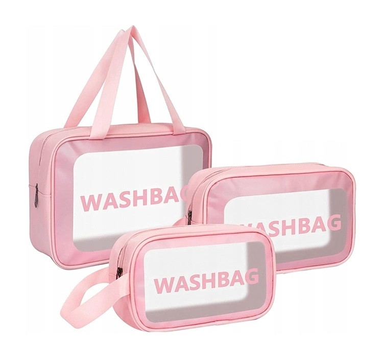 Набір прозорих сумок-косметичок Washbag Pink 30см 26см 20см Вінниця - фото 2