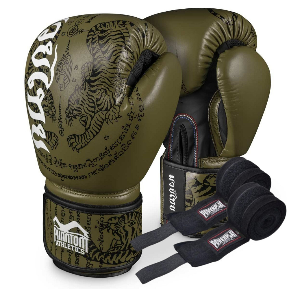 Боксерські рукавиці Phantom Muay Thai Army 14 унцій (Бинти 4м. в подарунок) Київ - фото 1