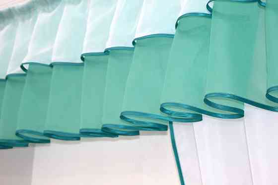 Кухонный комплект VR-Textil № 00к шторка с ламбрекеном белый с бирюзовым 200х170 см (59-759) Киев