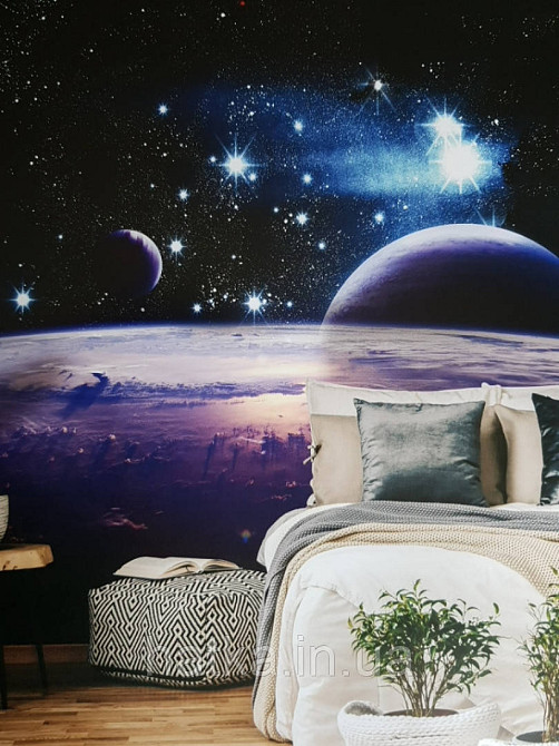 Шпалери вінілові на флізелін космос зірки планети космонавти Київ - фото 3