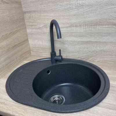 Мойка кухонная Adamant Ovum графіт + змішувач + дозатор (1824296900413) Вінниця