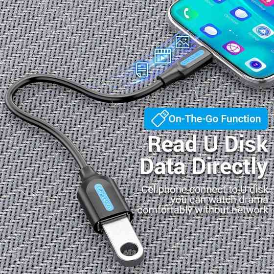 Перехідник USB 3.1 Type-C --> USB AF (OTG), 0.15 m  PVC Vention чорний Вінниця