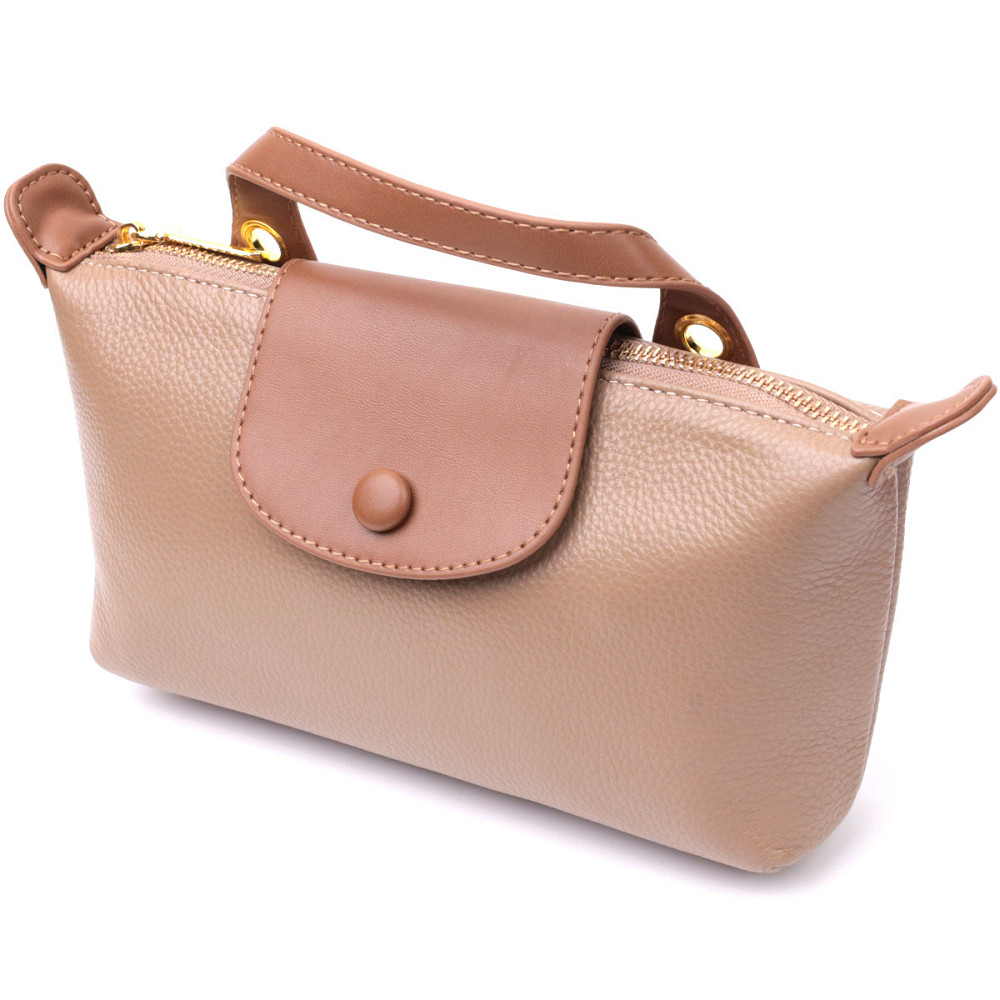 Идеальная женская сумка с интересным клапаном из натуральной кожи Vintage 22251 Бежевая Киев - изображение 1