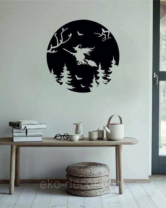 Декоративное настенное Панно «Ведьма на луне», Декор на стену 70*70 см, Черный Киев - изображение 8