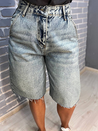 Шорты женские джинсовые SL Denim 1001 бермуды SKATER косые карманы обрезанные голубые, голубой, 38 Одесса - изображение 1