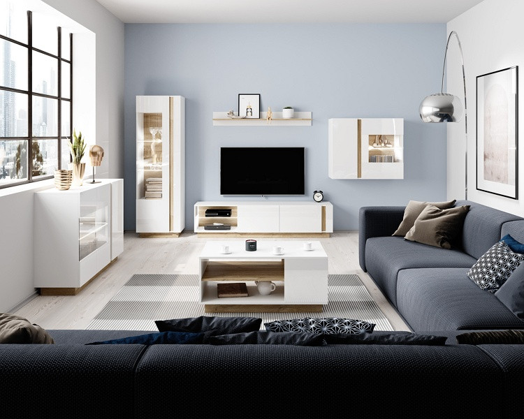 Тумба під телевізор Perfect Home Арко / Arco 2-дверна 2D/187 Білий глянець/дуб грандсон (PFH-091037) Дніпро - фото 5
