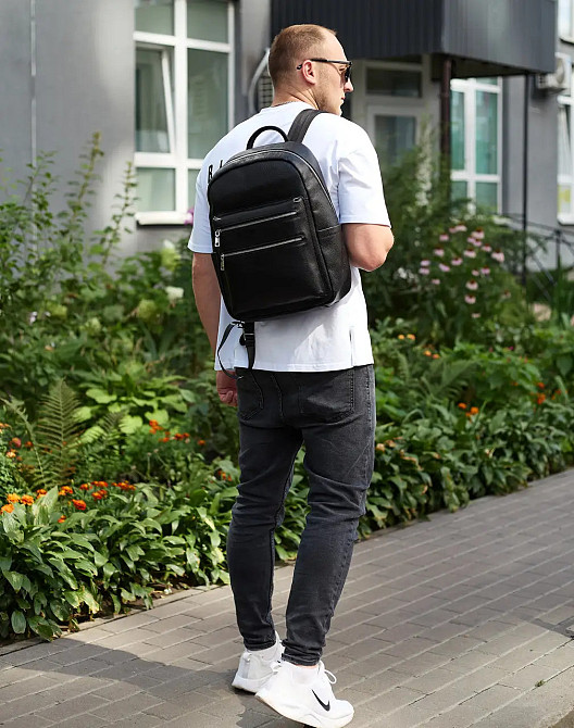 Міський чоловічий рюкзак з натуральної шкіри, практичний рюкзак-портфель для хлопця, чоловіка Tiding Київ - фото 9