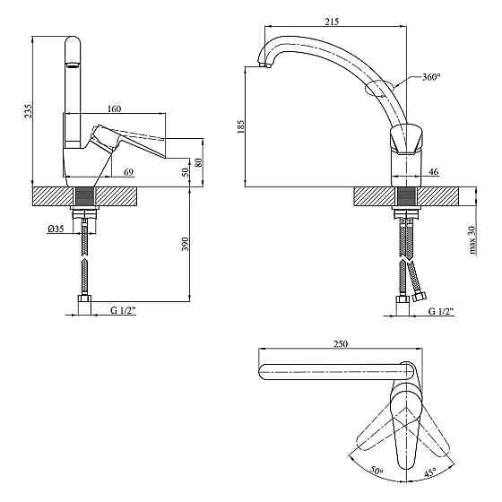 Змішувач для кухні Kroner KRM Elbe - C032 Київ
