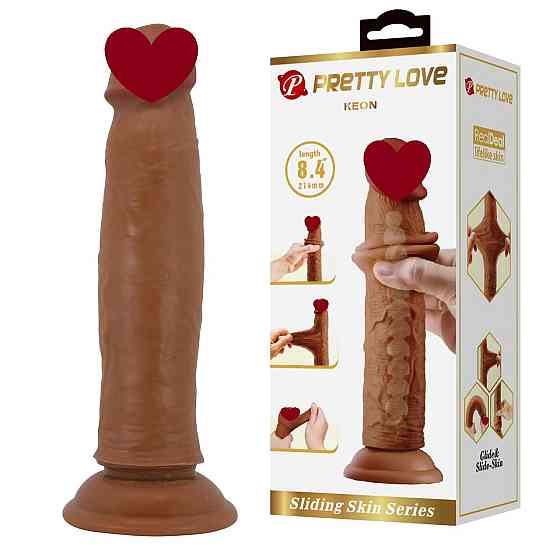 Фалоімітатор PRETTY LOVE - KEON 8.4(214mm) Sliding Skin Series TPR, Suction base Bendable Sex Aura Київ