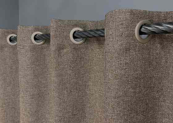 Комплект штор на люверсах VR-Textil Лен ELEMENTA № 1864ш Серо-коричневый 150х270см 2 шт (37-0277) Киев