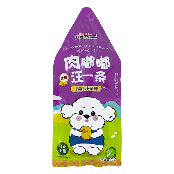 Doggyman Cream Mousse Duck&Vegetables ДОГГІМЕН КАЧКА З ОВОЧАМИ мус повнораціонний беззерновий вологий корм для собак і цуценят, пауч 70г Київ - фото 1