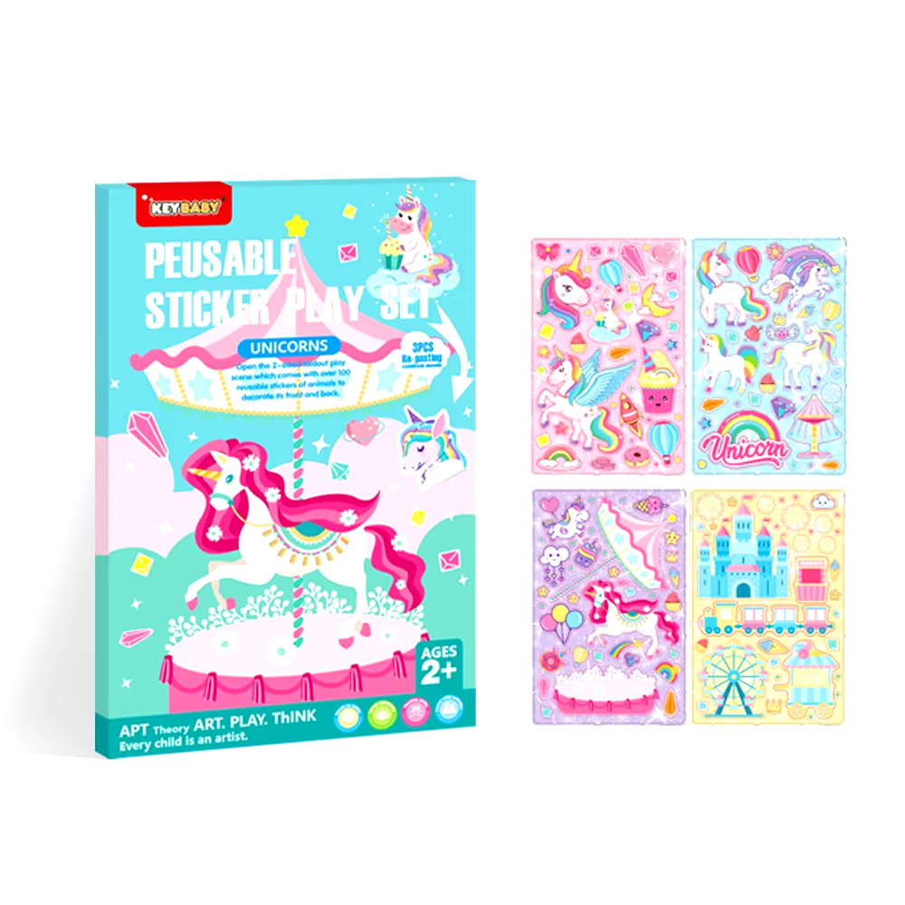 Набір багаторазових наклейок Keybaby з великою сценою для творчості, у кольорі Unicorn Кам'янець-Подільський - фото 2