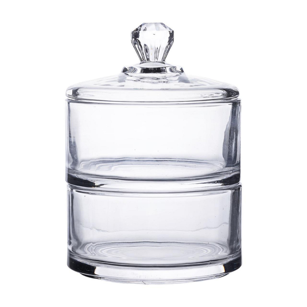 Двухъярусная стеклянная конфетница с крышкой Киев - изображение 1