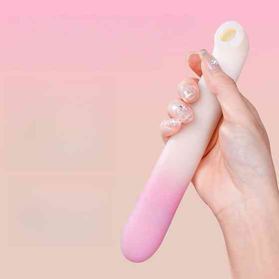 Двойной вибратор Zemalia Arousal с фрикцией и вакуумным стимулятором + APP, градиент розовый Sex Aura Киев