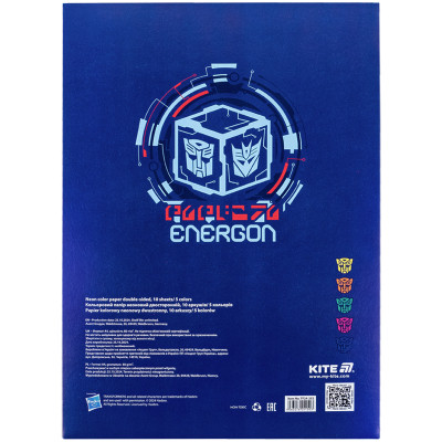 Цветная бумага Kite А4 неоновая Transformers (10 листов/ 5 цветов) (TF24-252) Винница - изображение 4