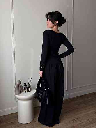 Женский стильный трендовый костюм двойка из вискозы Черный, 46/48 Одесса