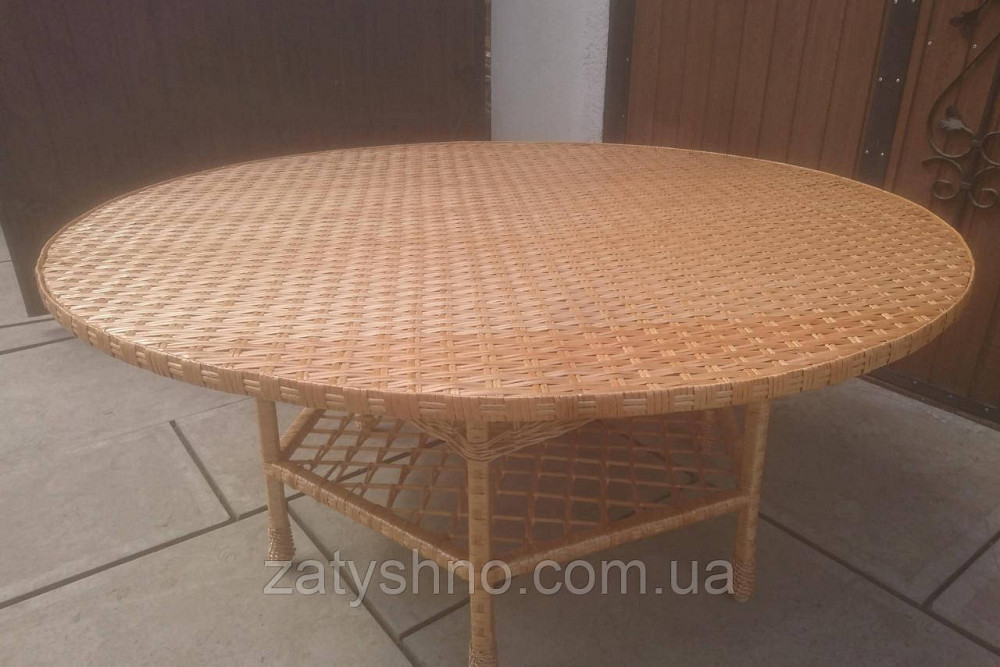 Великий плетений круглий стіл із лози Київ - фото 3