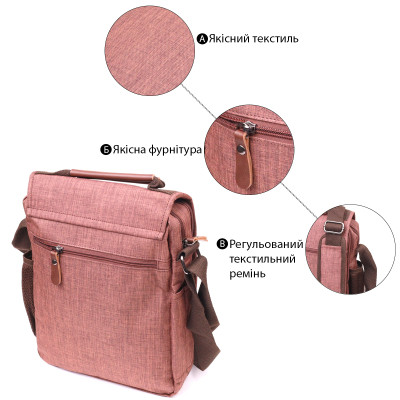 Сумка Vintage Чоловіча з текстилю Коричнева (21262) Вінниця - фото 9
