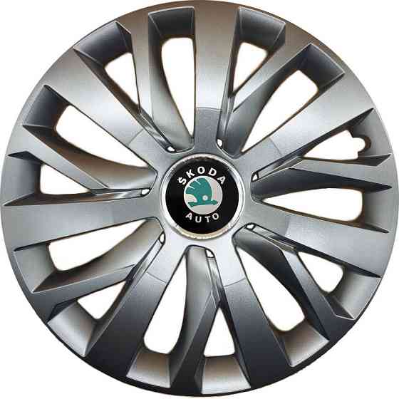 Автомобильные модельные колпаки R15 Skoda (зелена) 345 4шт, SJS, серебряные Киев