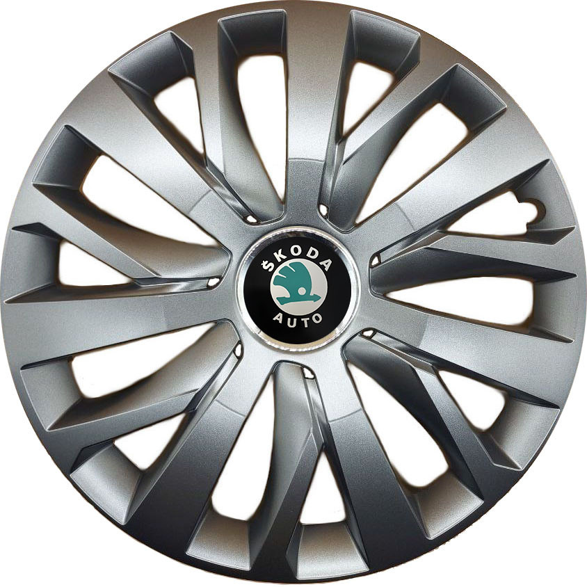 Автомобильные модельные колпаки R15 Skoda (зелена) 345 4шт, SJS, серебряные Киев - изображение 1