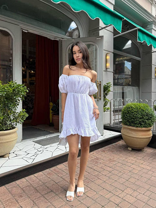 Жіноче легке романтичне плаття з відкритими плечима муслін Чорний, 42/44 Одеса - фото 1