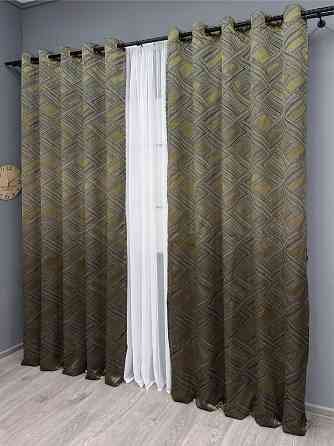 Комплект штор на люверсах VR-Textil Жаккард Mystery № 1622ш Капучино с золотистым 1622ш 150х280 см 2 шт (37-0203) Киев