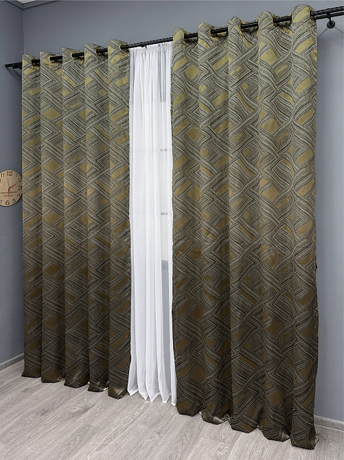 Комплект штор на люверсах VR-Textil Жакард Mystery № 1622ш Капучино з золотистим 1622ш 150х280 см 2 шт (37-0203) Київ - фото 4