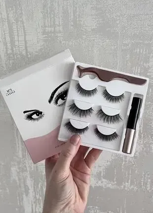 Набор накладные магнитные ресницы+подводка+пинцет Magnetic lashes 3 пары магнитов Коломия