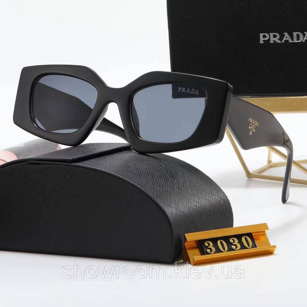 Женские брендовые солнцезащитные очки Prada (3030) black Киев - изображение 1