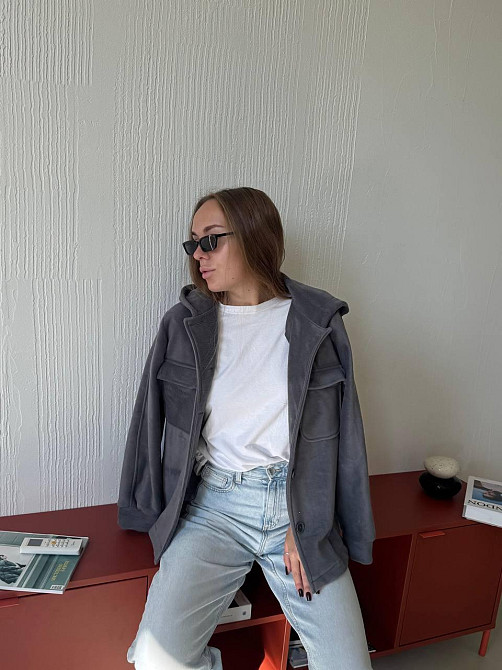 Жіноча стильна тепла сорочка з ґудзиками-поліс Сірий Одеса - фото 2