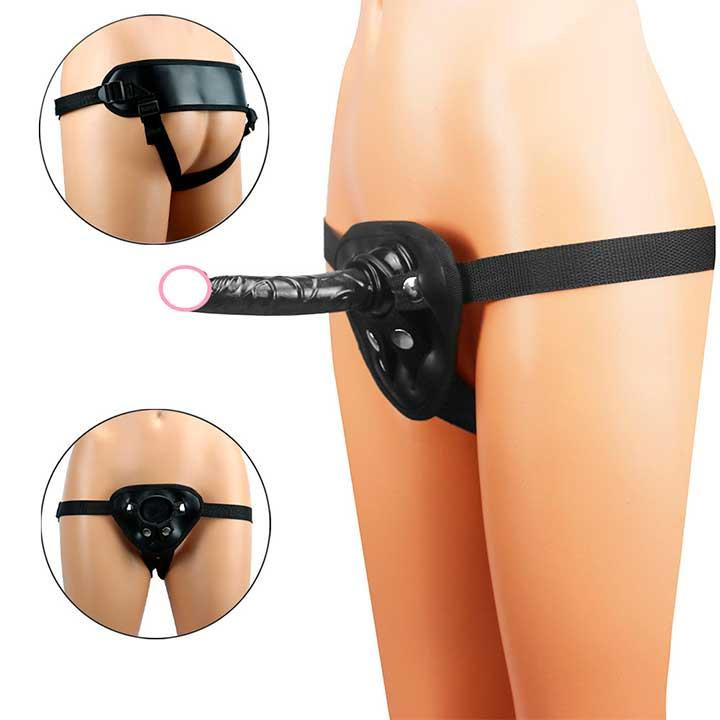 Набор: трусики для страпона, фаллоимитатор и кольца под разные фаллосы - Черный Винница - изображение 1