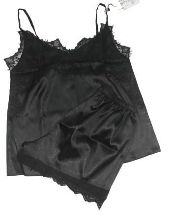 Стрейчева піжама жіноча атласна з мереживом Чорний M/L Харків