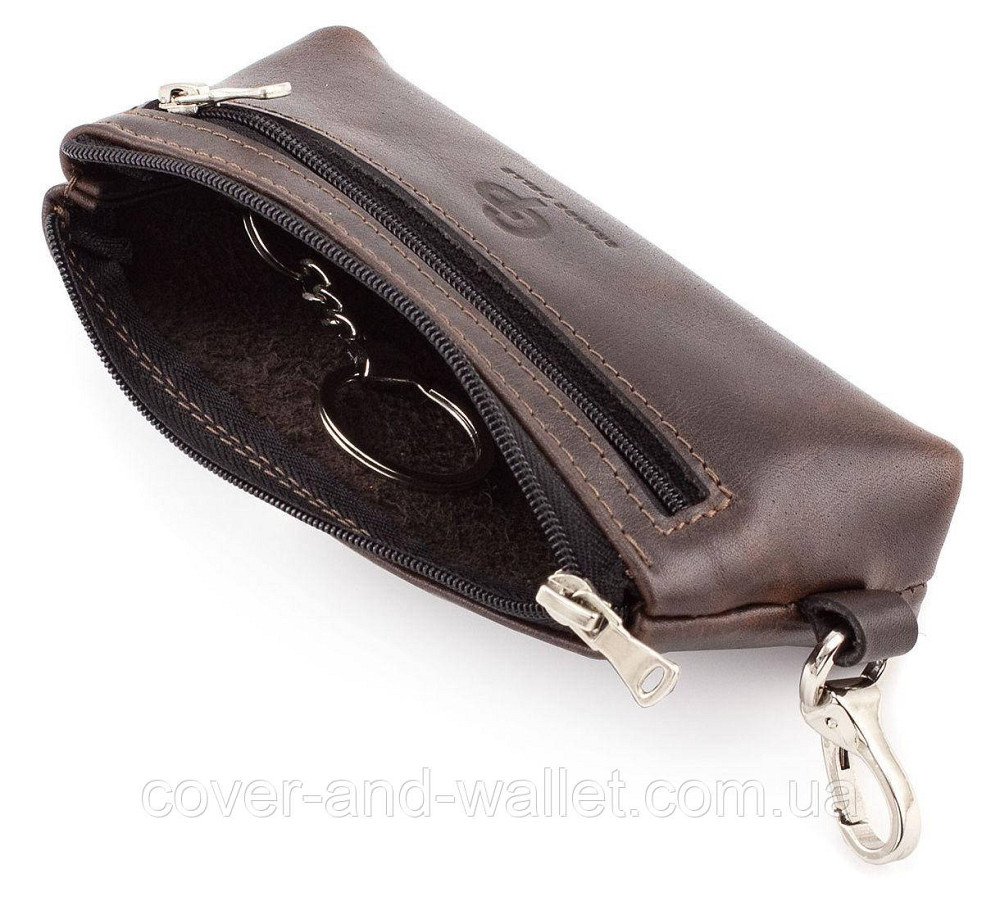 Стильна шкіряна ключниця ручної роботи Grande Pelle Borsetta (коричнева) Київ - фото 3