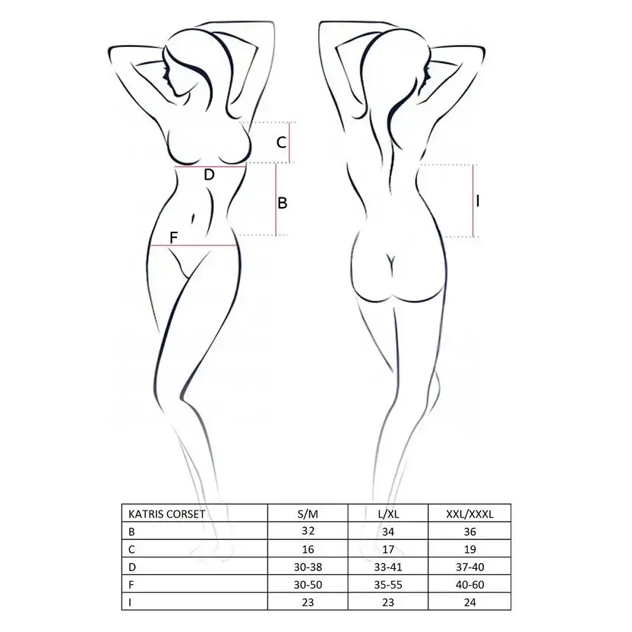 Корсет з пажами Passion KATRISS CORSET L/XL, black, трусики, шнурівка Львів - фото 5