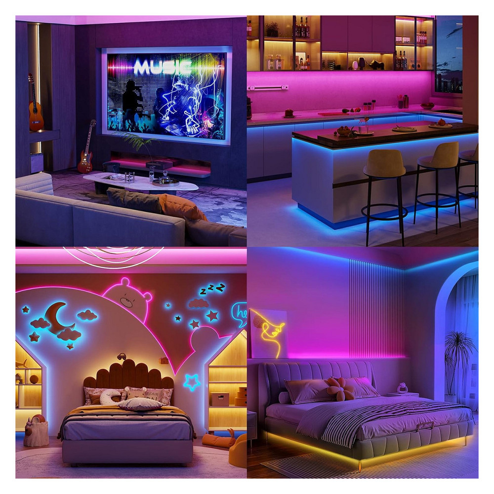 Світлодіодна стрічка LED стрічка HOVVIDA RGB 5 м 150 LED 30 LED/м керування APP пульт 44 клавіші музичний режим мікрофон таймер Київ - фото 5