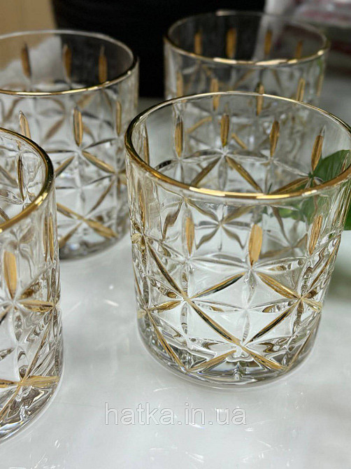 Набір склянок OLens "Шах" 270 мл 6 шт. низький прозорий із золотом для дому та ресторанів 102-819 Київ - фото 2