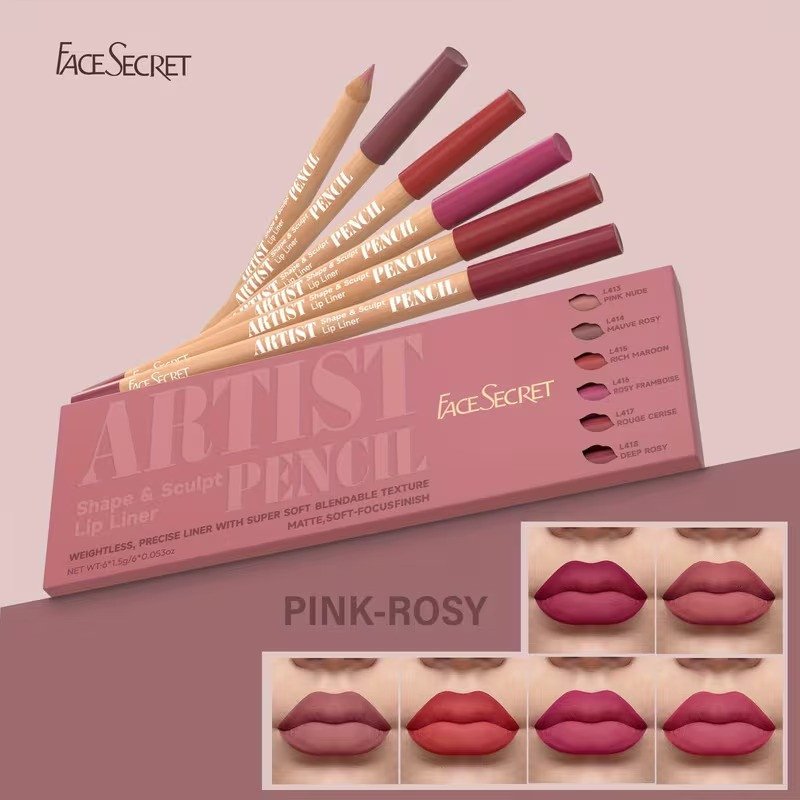 Набор карандашей для губ, 6 нюдовых оттенков.Стойкие карандаши для губ,Face Secret Artist Pencil цвет розовый Каменец-Подольский - изображение 7