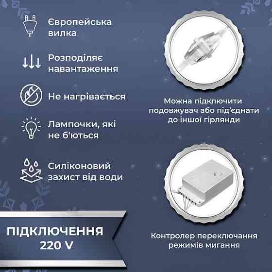Гірлянда світлодіодна GarlandoPro 270 LED Водоcпад 3х3 м 10 ліній 8 режимів Білий 1733051W Коломия
