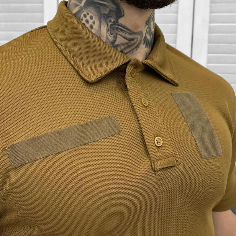 Поло тактическая мужская футболка с липучками под шеврона кайот Одесса - изображение 4