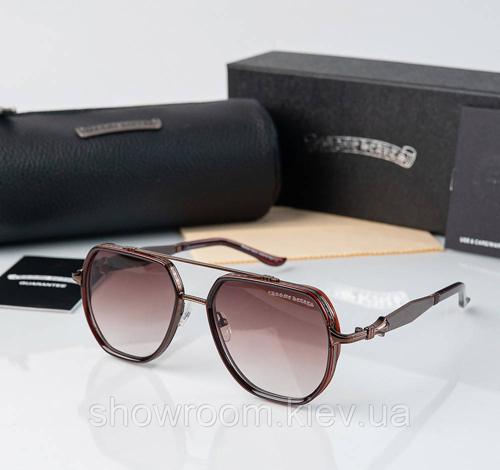 Брендові чоловічі окуляри Chrome Hearts (5221) brown Київ - фото 1