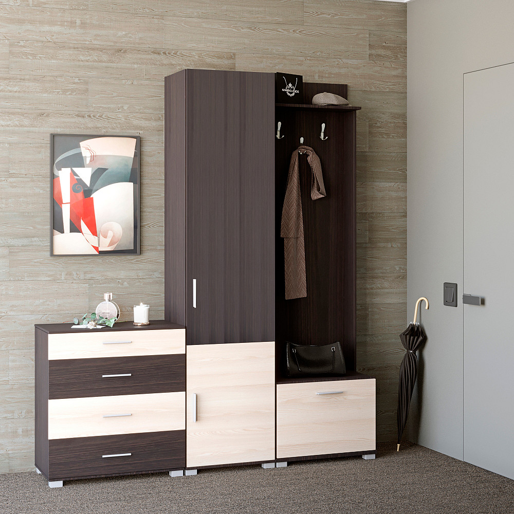 Прихожая Эверест Бриз-2 (3 элемента) венге + дуб молочный (DTM-2665) Днепр - изображение 1