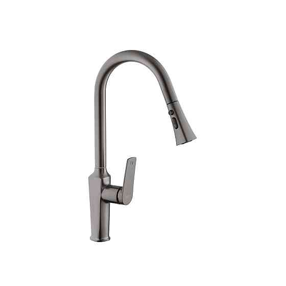 Смеситель для кухни с выдвижным изливом Kroner KRP Makon - GRP030-T графит Киев