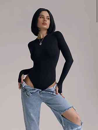 Женский базовый боди с длинным рукавом микродайвинг Черный, 40/42 Одесса