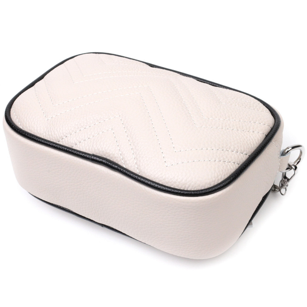 Вечірня жіноча сумка на ланцюжці із натуральної шкіри Vintage 22380 Біла Київ - фото 5