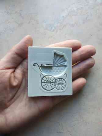 Молд силиконовый Коляска детская 48 на 42 мм серый Киев